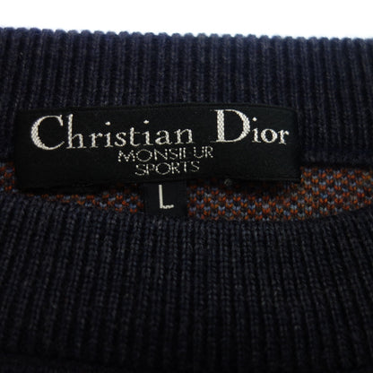 美品◆クリスチャンディオール ニットセーター 総柄 メンズ ヴィンテージ ネイビー L Christian Dior【AFB24】
