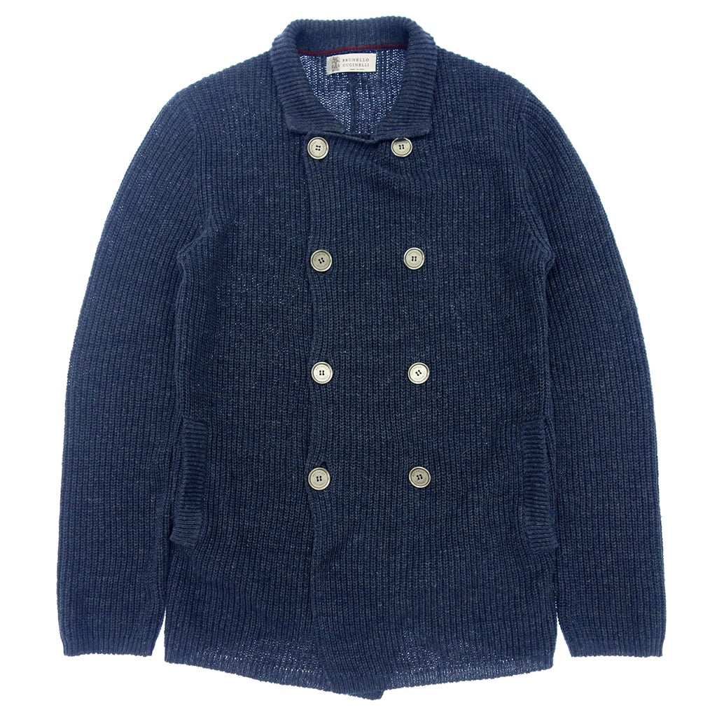 Very good condition◆Brunello Cucinelli Knit Cardigan Double Button Men's Blue Brunello Cucinelli [AFB39] 