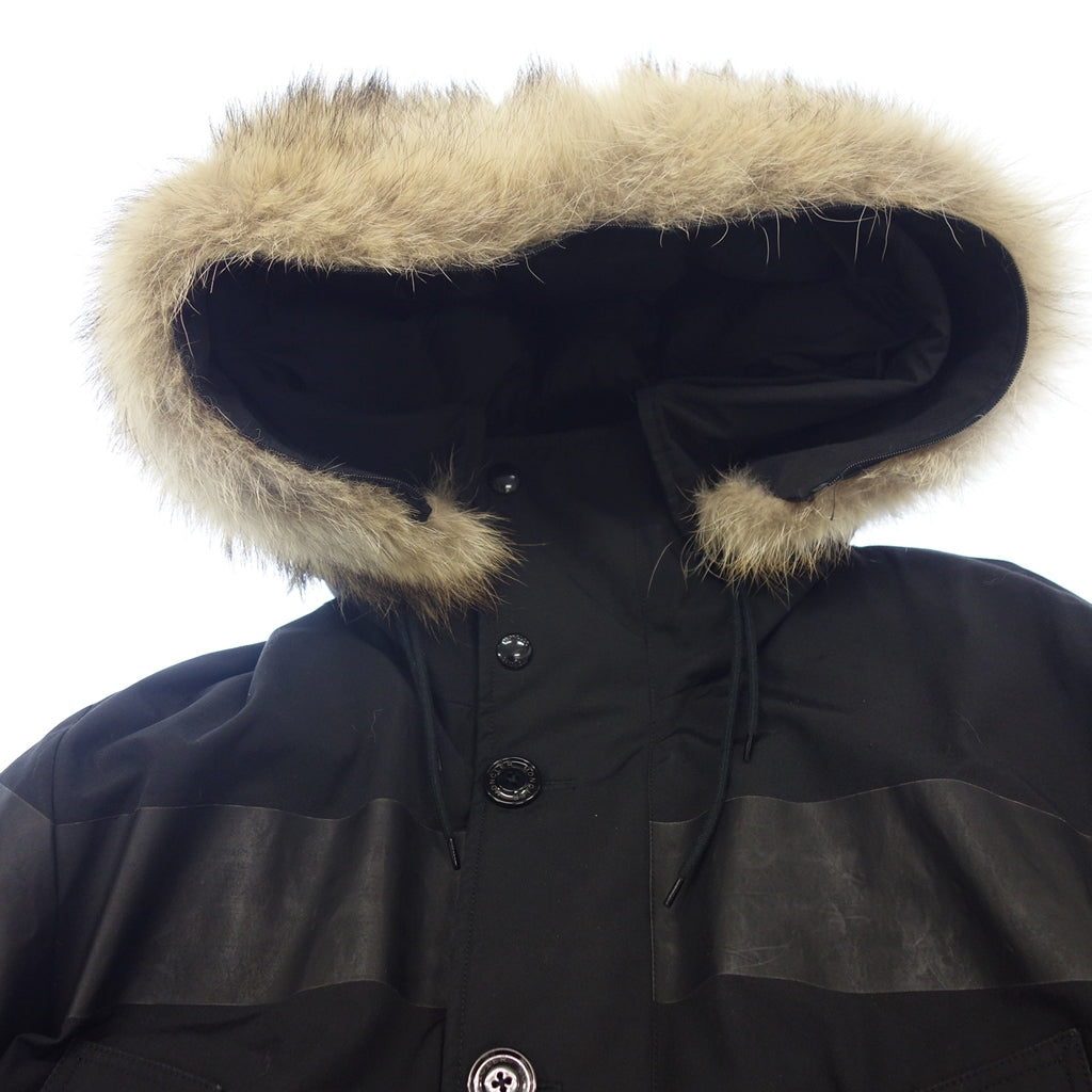 中古◆モンクレール ダウンコート VOUS PRESENTE ブラック メンズ サイズ3 ファー付き MONCLER【AFA1】