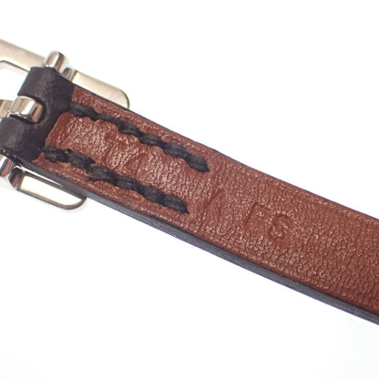 Good Condition◆Hermes Leather Bracelet Paddock Double Tour A Engraved Silver Hardware Black HERMES [LA] 