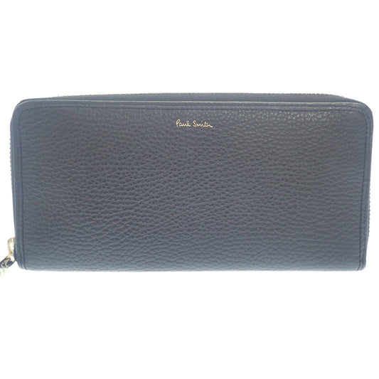 Like new◆Paul Smith Leather Round Zip Long Wallet Men's Black x Navy Paul Smith [AFI1] 