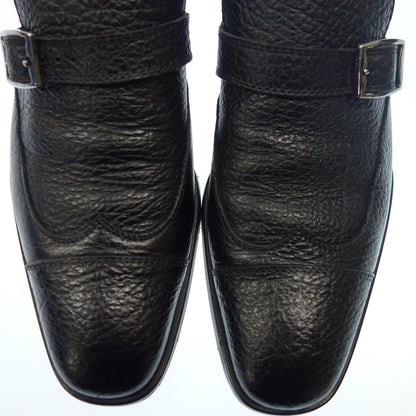 Good condition ◆ Zegna Single Monk Leather Shoes Men's 6.5 Black Zegna [AFC47] 