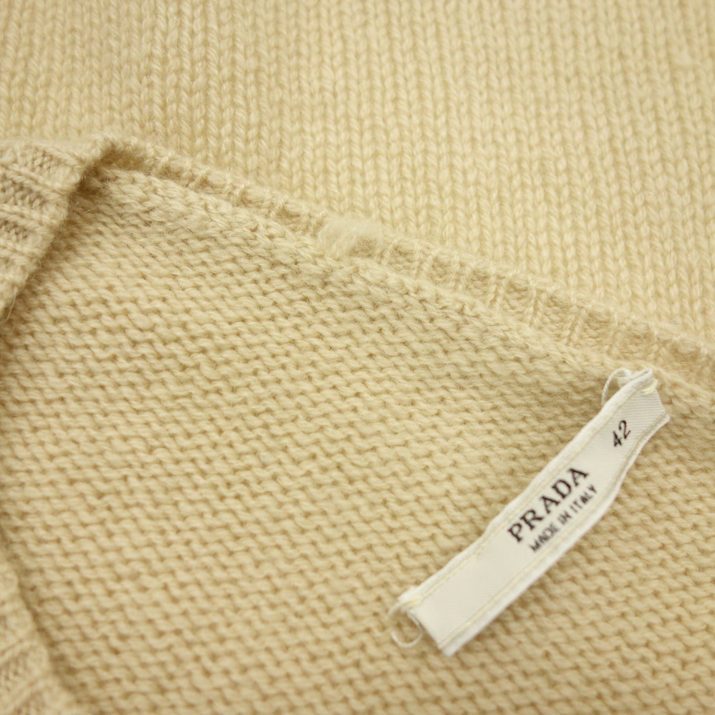 状况良好◆普拉达针织毛衣羊绒 100 女式米色 42 码 PRADA [AFB41] 