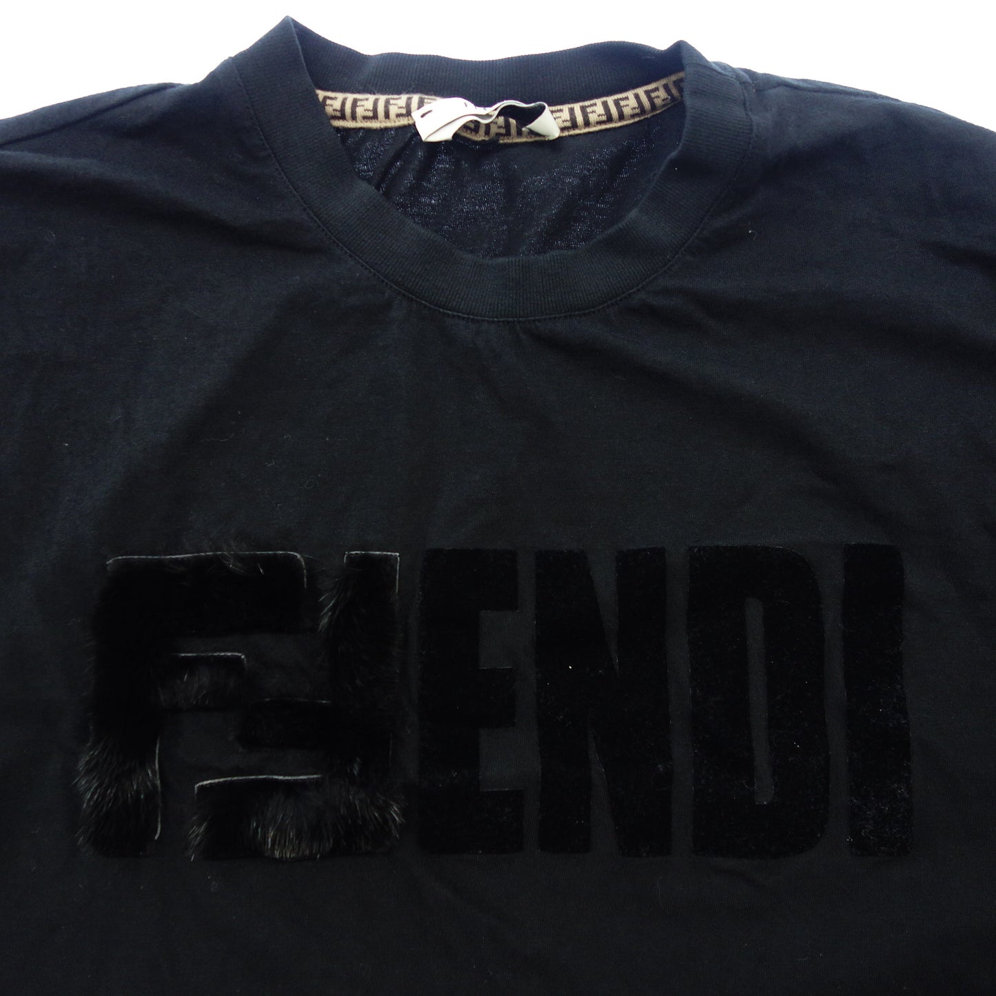 中古◆フェンディ 半袖Tシャツ カットソー フロントロゴ ミンク メンズ 黒 サイズXS FENDI【AFB19】