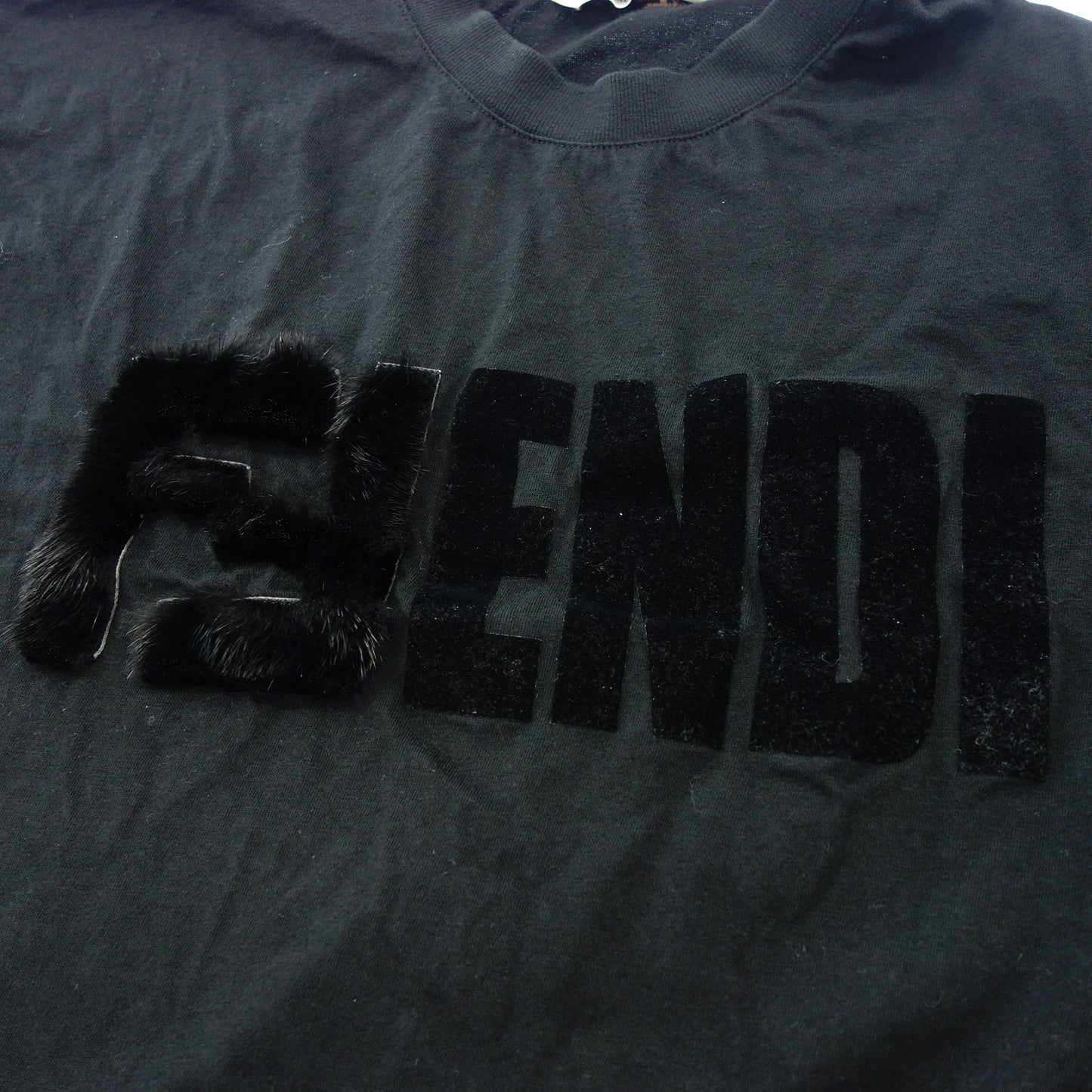 Used ◆Fendi short sleeve T-shirt cut and sew front logo mink men's black size XS FENDI [AFB19] 