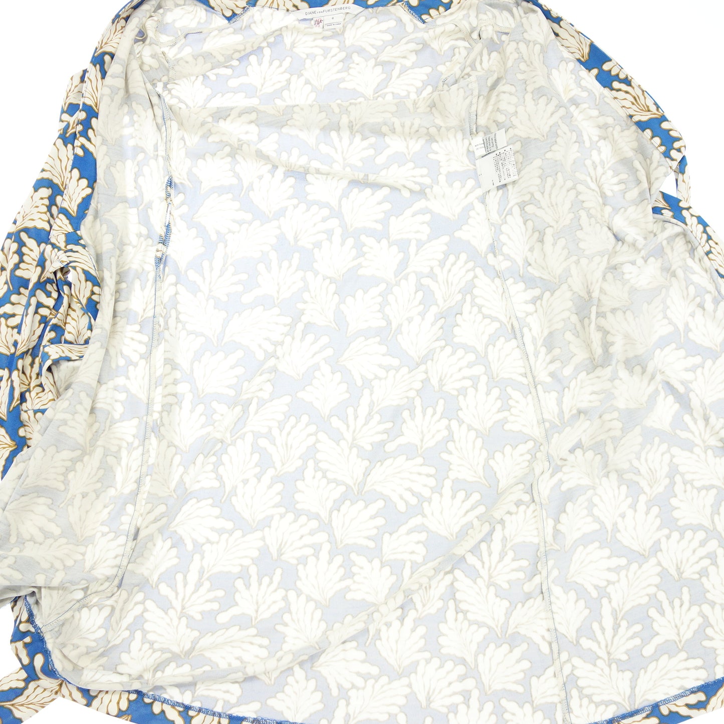 美品◆ダイアンフォンファステンバーグ ロングカーディガン シルク 総柄 レディース ブルー系 サイズ0 404-140072 DIANE VON FURSTENBERG【AFB42】