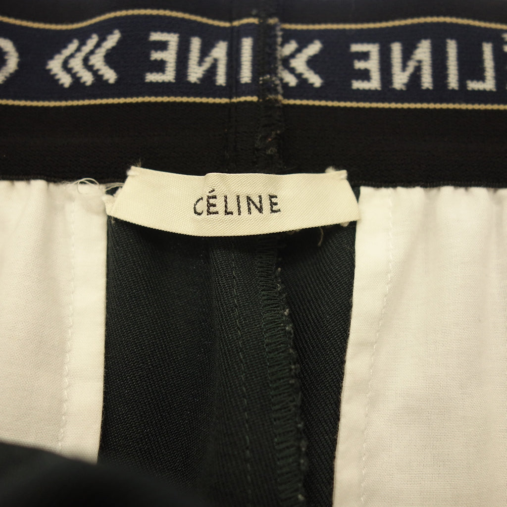 Good condition ◆ Celine Phoebe period waist logo elastic wide pants navy size 38 2 1V33 261C CELINE [AFB21] 