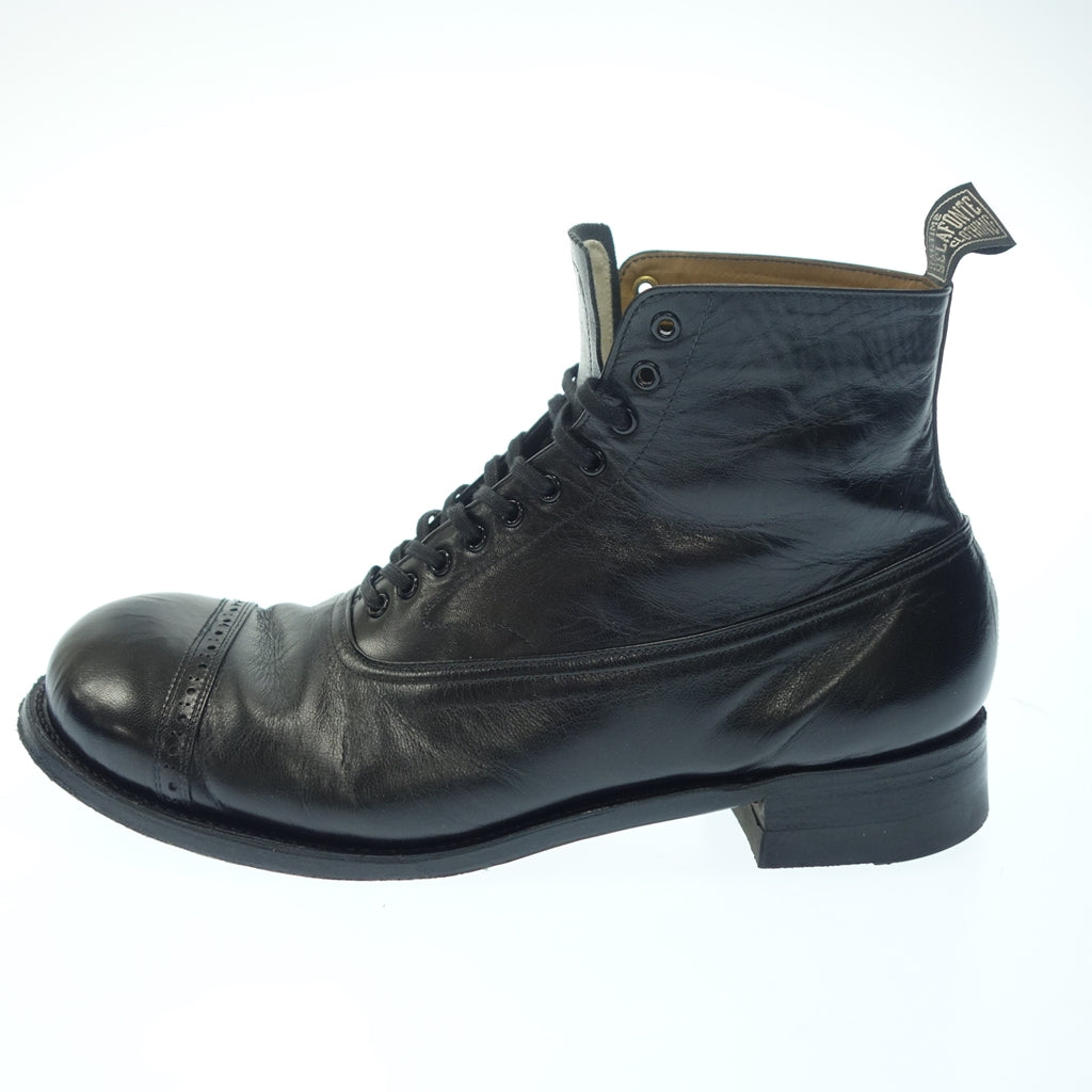 美品◆ベラフォンテ ラグタイム レザーシューズ アンクルブーツ 5837 レースアップ ポンツーン メンズ ８ブラック BELAFONTE  RAGTIME ANKLE BOOTS PONTON【AFD9】