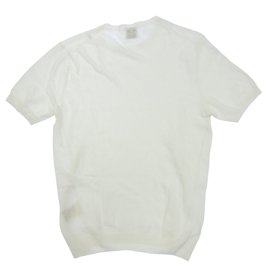 Used ◆Andrea Fenzi short sleeve knit see-through linen men's white size 46 ANDREA FENZI [AFB33] 