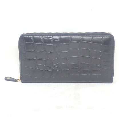 Like new ◆ Ettinger long wallet round zip crocodile embossed black ETTINGER [LA] 