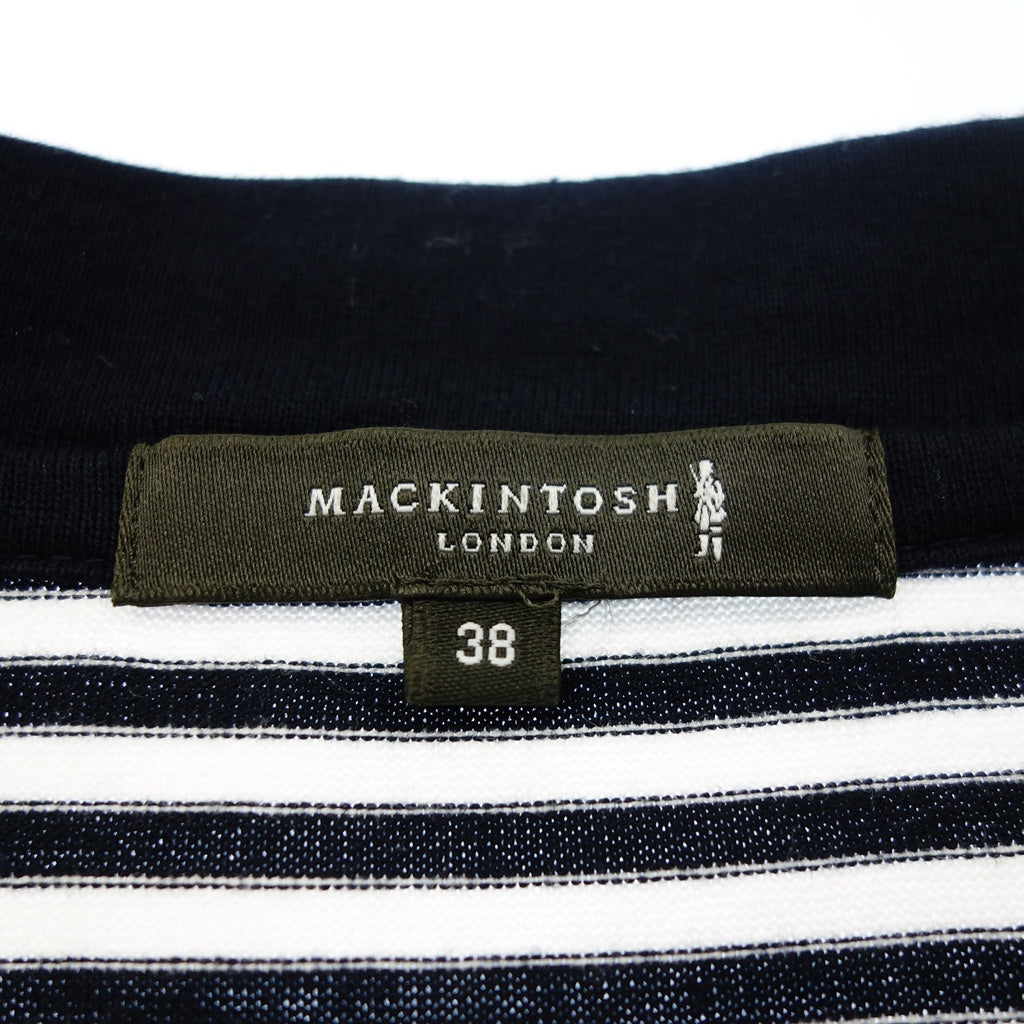 Good condition ◆ Mackintosh London Cardigan Border Pattern V-Neck Cotton Men's 38 Navy MACKINTOSH LONDON [AFB4] 