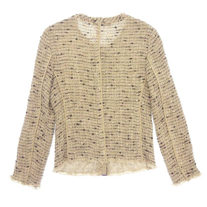 Good condition◆Prada Collarless Jacket Tweed Cotton x Wool Ladies Beige Size 40 PRADA [AFB29] 