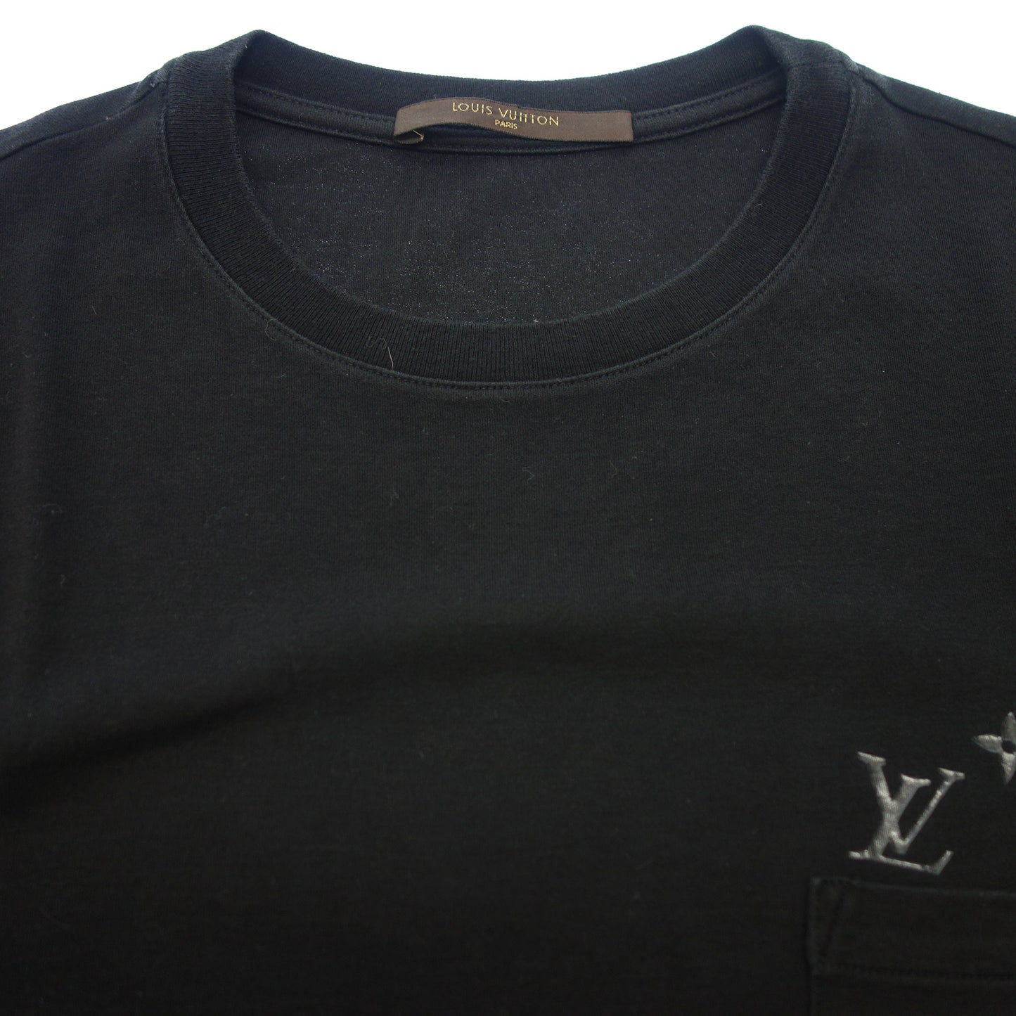 美品◆ルイヴィトン Tシャツ モノグラム 胸ポケット RM082M サイズS メンズ 黒LOUIS VUITTON【AFB30】