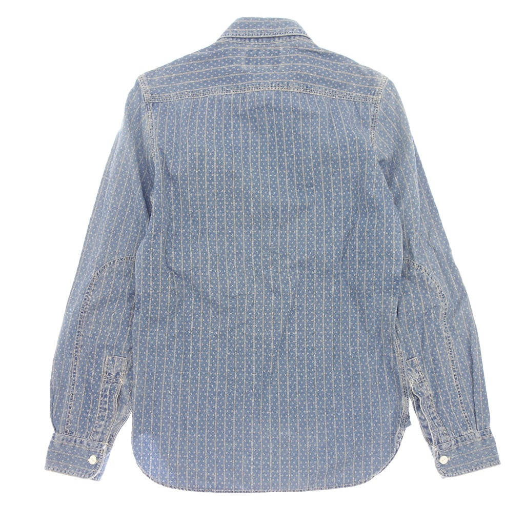 Used ◆Double RRL Ralph Lauren Denim Shirt Dot Stripe Chin Stock Men's Size XS Blue RRL Ralph Lauren [AFB45] 