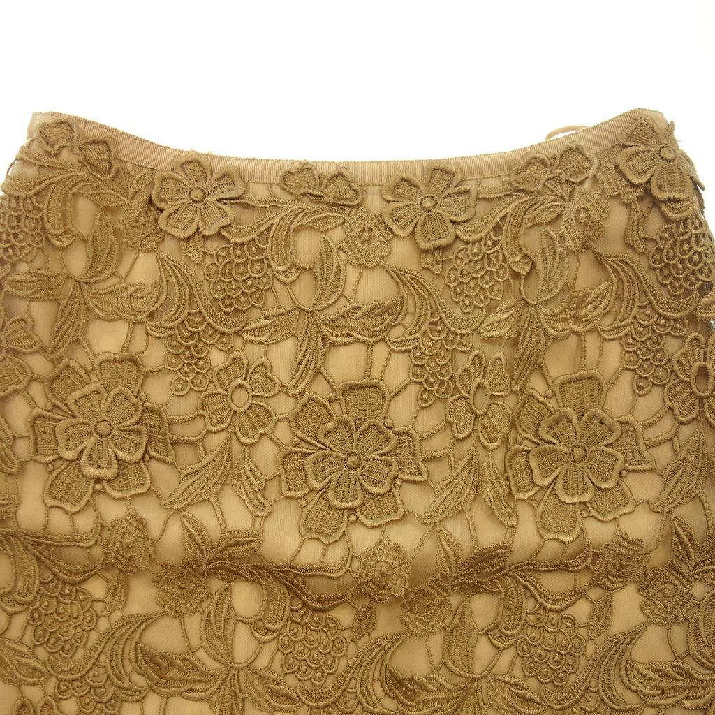 Good Condition◆Valentino Cotton Blend Rayon Floral Lace Tight Skirt Women's 4 Beige VALENTINO [AFB34] 