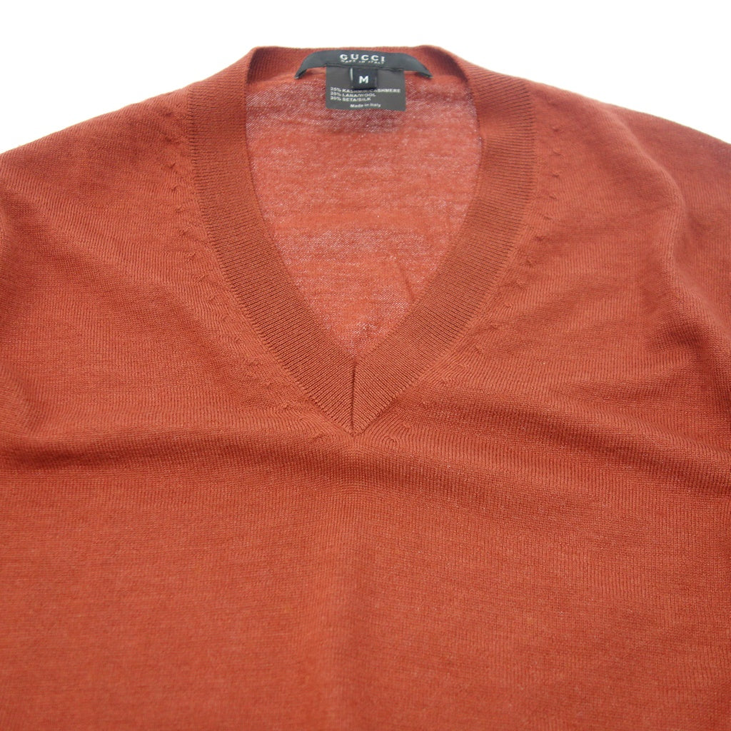 Good condition ◆ Gucci knit sweater V-neck cashmere men's red M GUCCI [AFB53] 