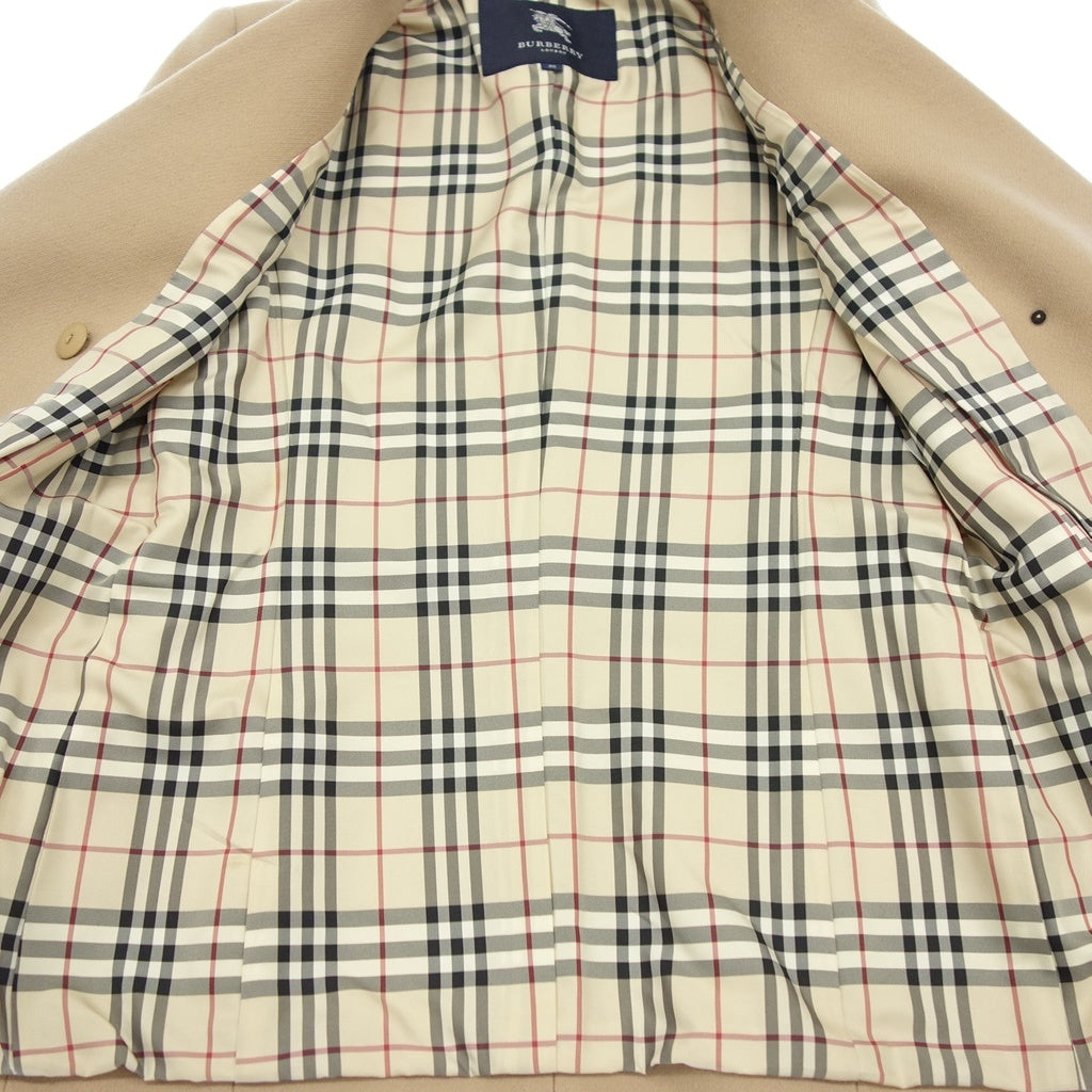 美品◆バーバリー ロンドン ピーコート 裏地チェック ウール レディース ベージュ系 サイズ38 BURBERRY LONDON【AFB34】