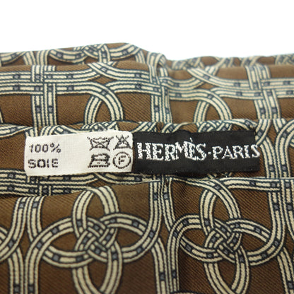 Very good condition◆Hermes scarf ascot tie silk all over pattern brown with box HERMES [AFI19] 