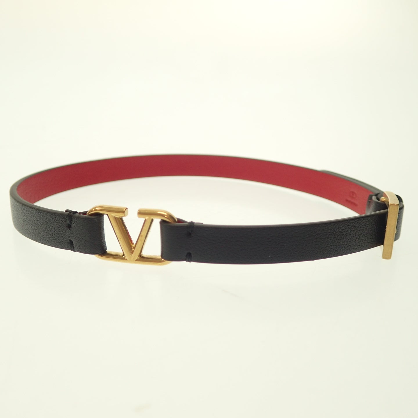 Like new◆Valentino leather bracelet V logo 2 rows black series VALENTINO [AFI8] 