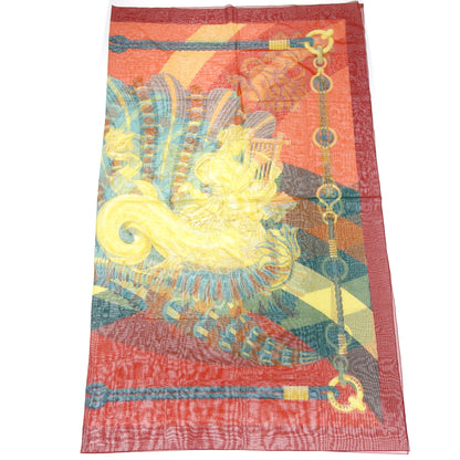 Hermes Large Stole Shawl Scarf Cotton Red HERMES [AFI20] [Used] 