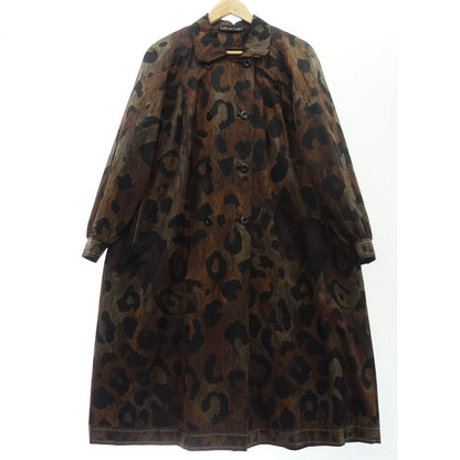 Good condition◆Leonard stainless steel collar coat leopard nylon with liner ladies brown 9AR LEONARD [AFA17] 