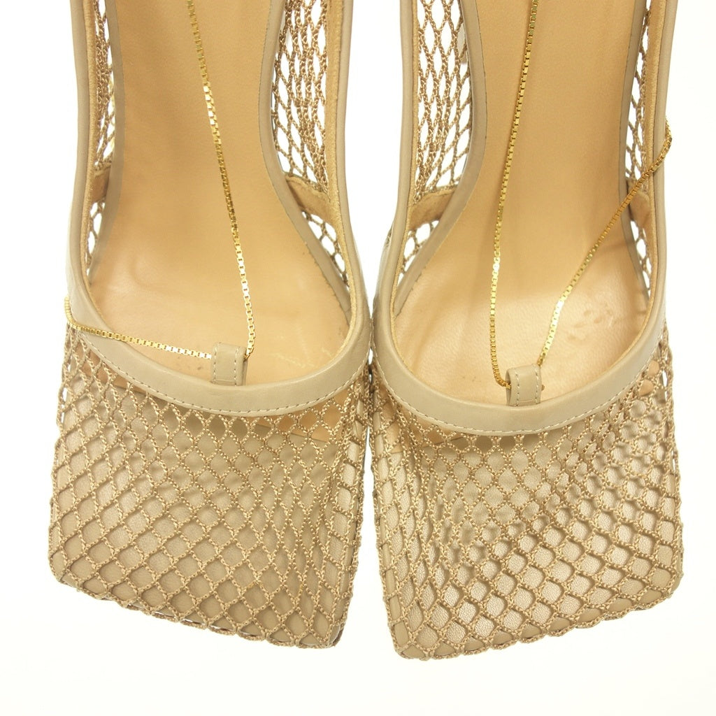 Good Condition◆BOTTEGA VENETA Stretch Mesh Pumps Leather 578321 Women's Beige Size 38 BOTTEGA VENETA [AFC33] 