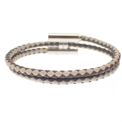 Good condition ◆ Hermes bracelet Tournis silver metal fittings H logo white x gray HERMES [LA] 