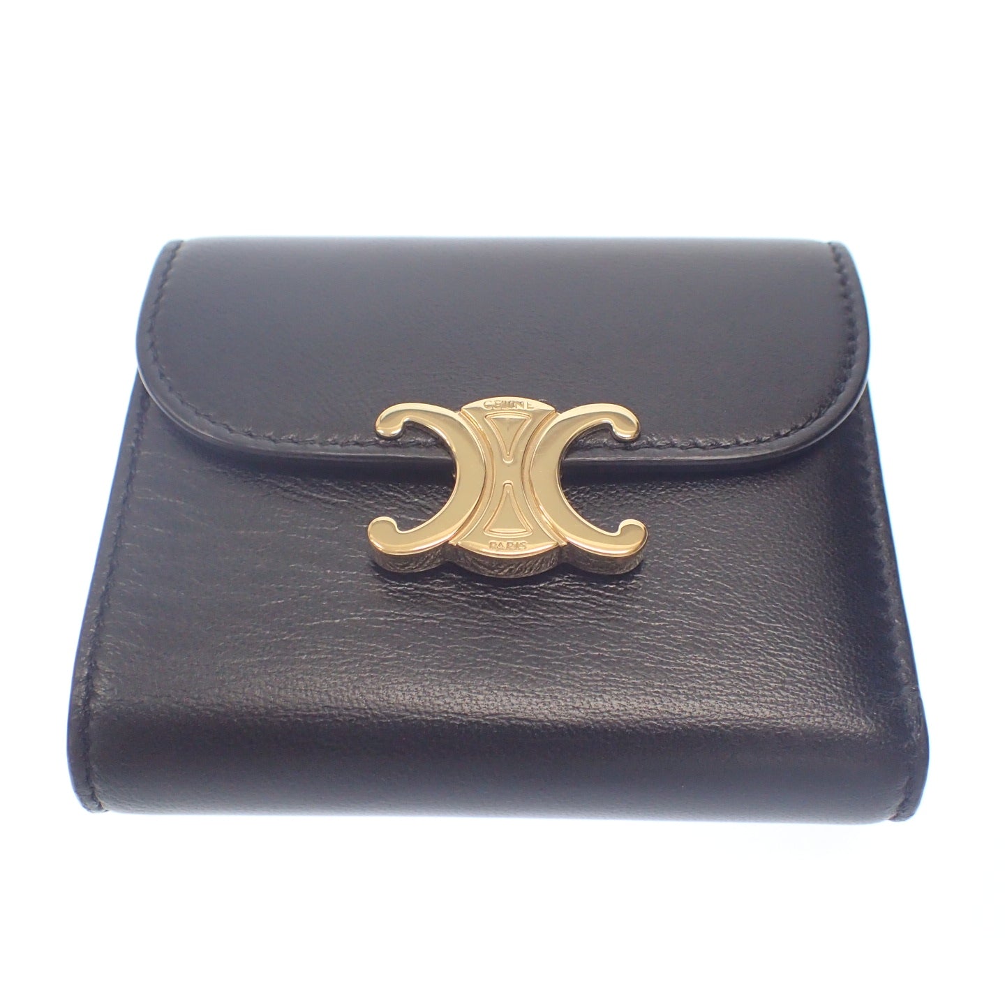 Very good condition ◆ Celine folding wallet compact wallet Triomphe gold hardware CELINE [AFI3] 