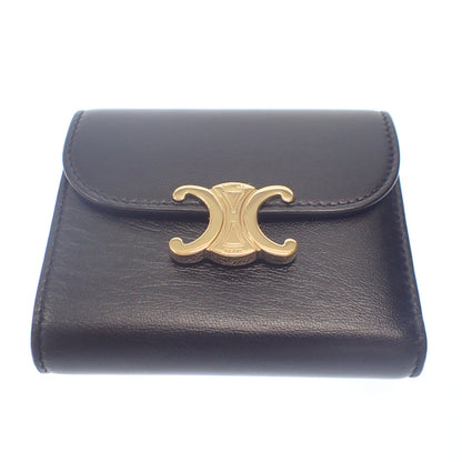 Very good condition ◆ Celine folding wallet compact wallet Triomphe gold hardware CELINE [AFI3] 