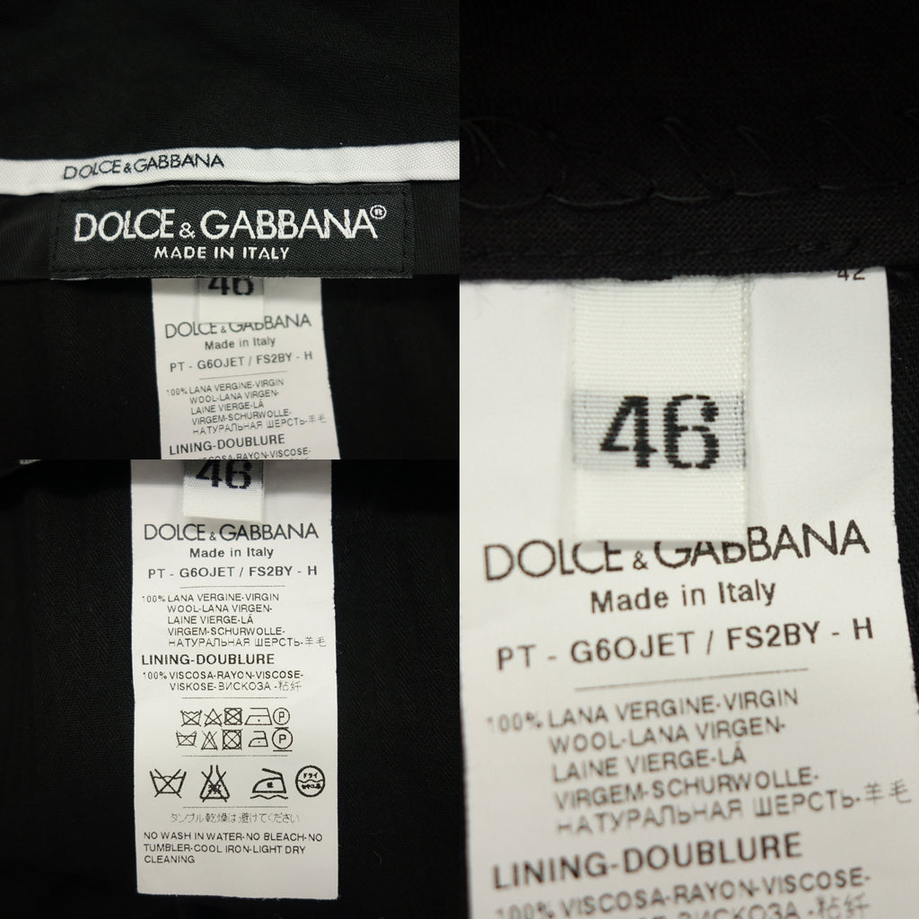 状况良好 ◆Dolce &amp; Gabbana 羊毛休闲裤全图案男式黑色尺寸 46 DOLCE &amp; GABBANA [AFB27] 