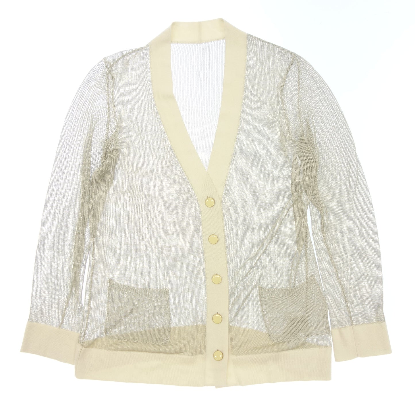 Good Condition◆Hermes Knit Cardigan Summer Knit See-through Ladies White Size 40 HERMES [AFB35] 