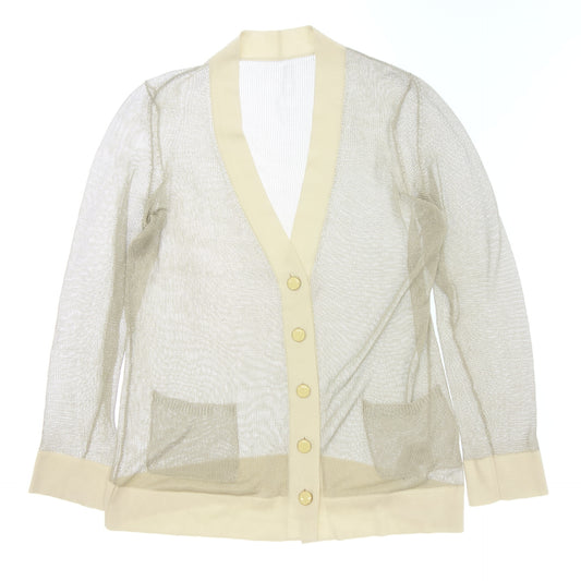 Good Condition◆Hermes Knit Cardigan Summer Knit See-through Ladies White Size 40 HERMES [AFB35] 