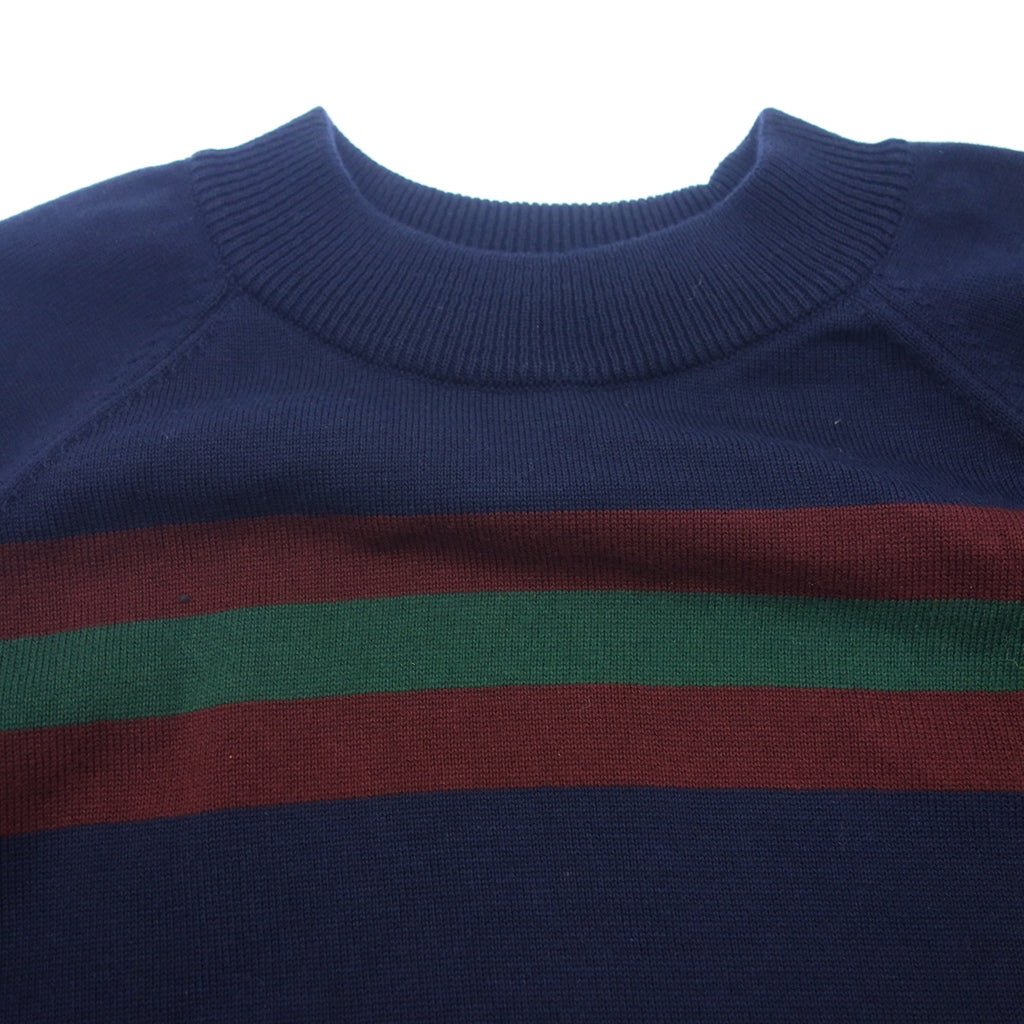 Used Noah short sleeve border tops cotton men's blue red green size L NOAH [AFB29] 