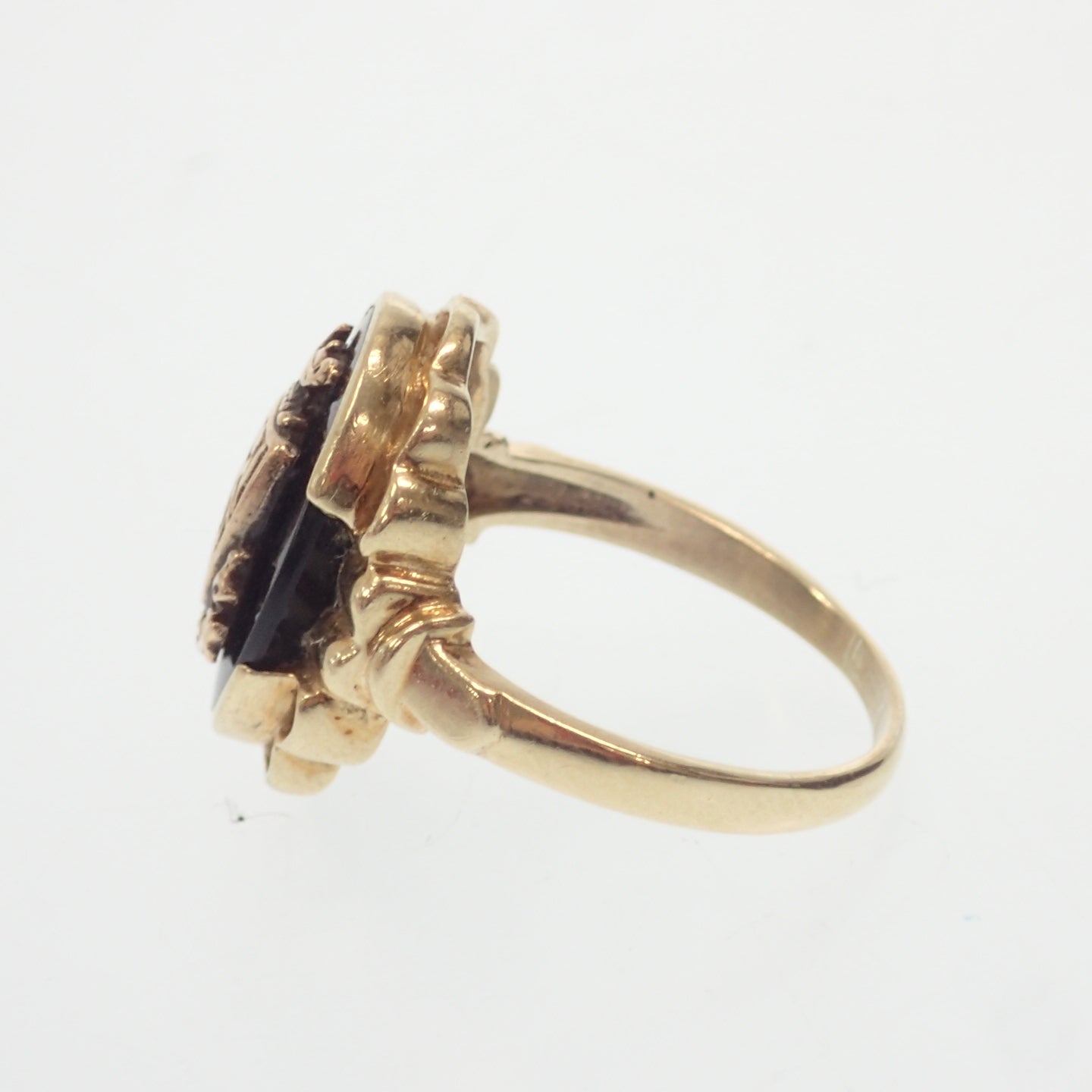 Good condition ◆ No-brand college ring 10K onyx 3.26g No. 9 [AFI9] 