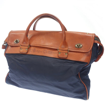 Used Felisi Business Bag 20207 Nylon Leather Navy x Brown Felisi [AFE5] 