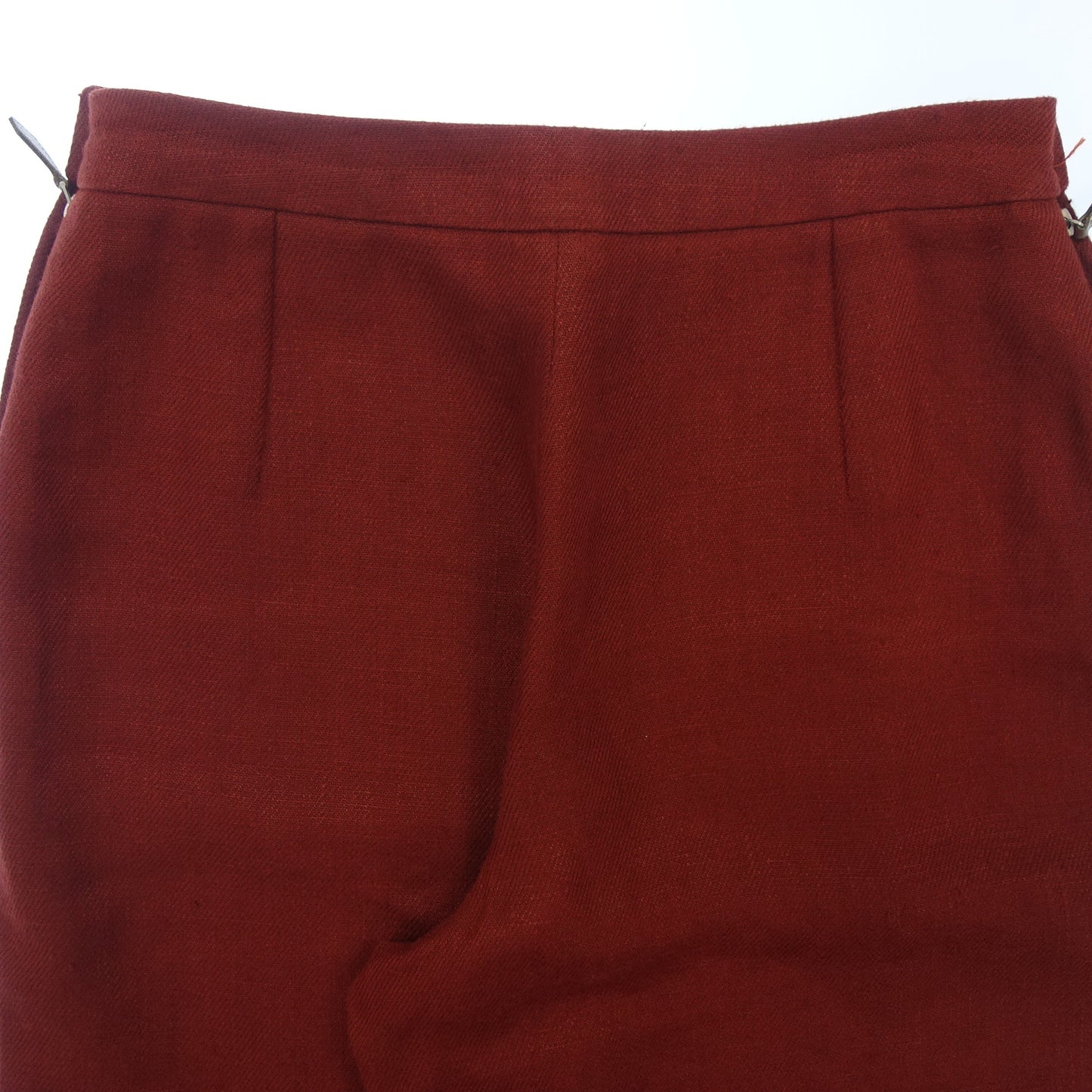 Hermes linen pants side zip leather pull Margiela period 3 ladies 38 red HERMES [AFB21] [Used] 