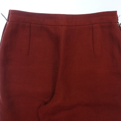 Hermes linen pants side zip leather pull Margiela period 3 ladies 38 red HERMES [AFB21] [Used] 