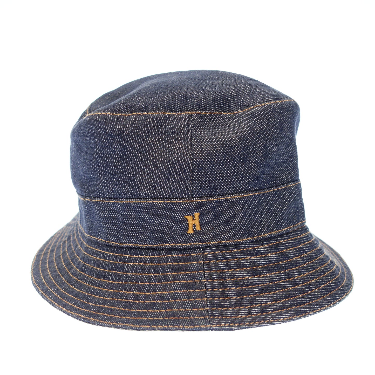 Used ◆Hermes logo hat linen navy size 55 HERMES [AFI21] 