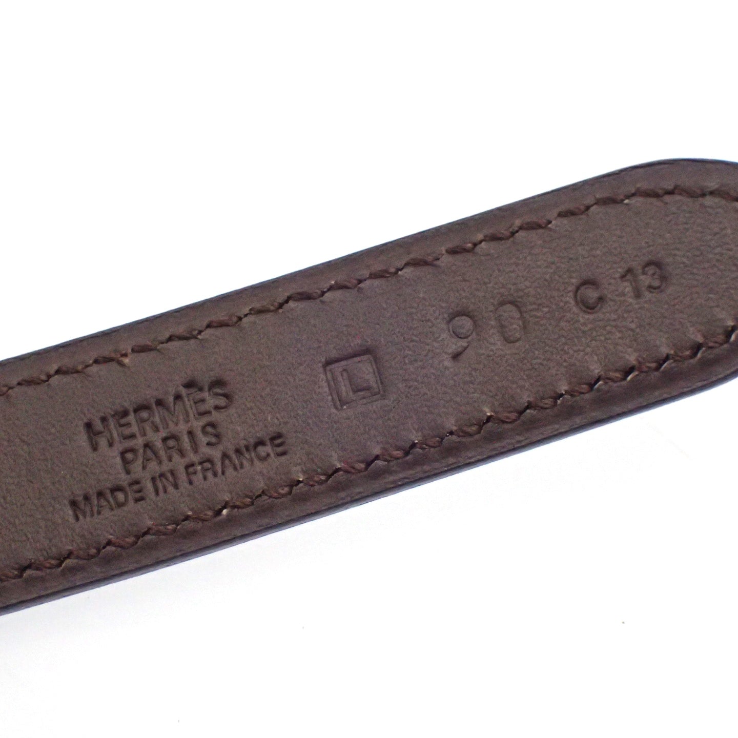 Hermes leather chain belt gold hardware □L engraved brown with box HERMES [AFI20] [Used] 