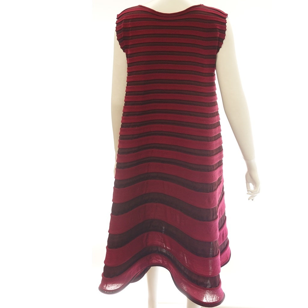 Good condition ◆ Pleats Please Issey Miyake Sleeveless Dress PP03KH752 20AW Border Ladies Red Size 3 PLEATS PLEASE ISSEY MIYAKE [AFB29] 