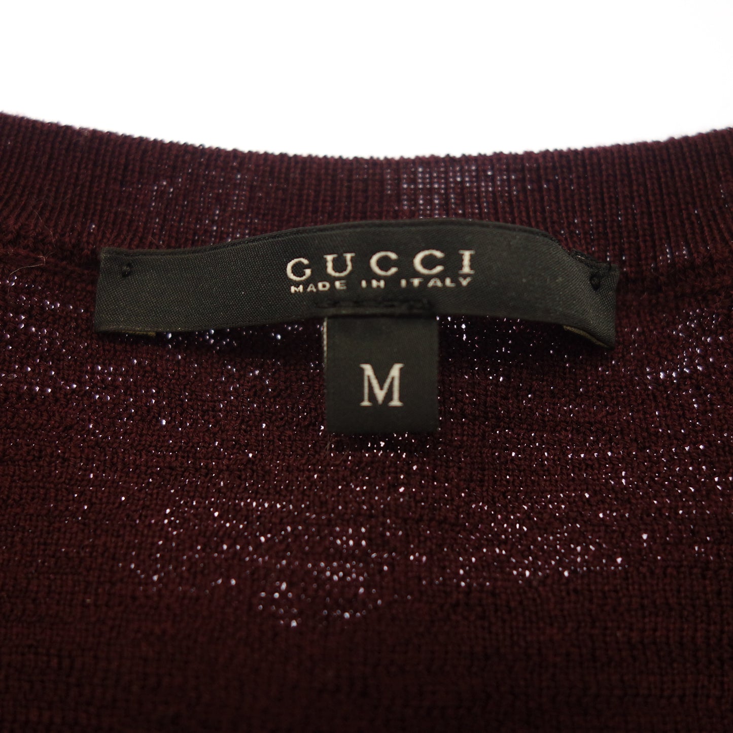 美品◆グッチ ニットセーター ウール 切替 GG刺繡 387720 メンズ レッド系 サイズM GUCCI【AFB29】