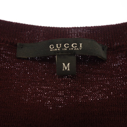 美品◆グッチ ニットセーター ウール 切替 GG刺繡 387720 メンズ レッド系 サイズM GUCCI【AFB29】