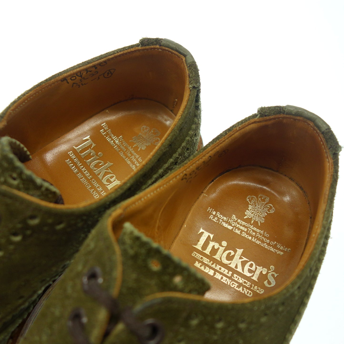 極美品◆トリッカーズ レザーシューズ スエード バートン M5633 メンズ 7.5 緑 Tricker's【AFD1】