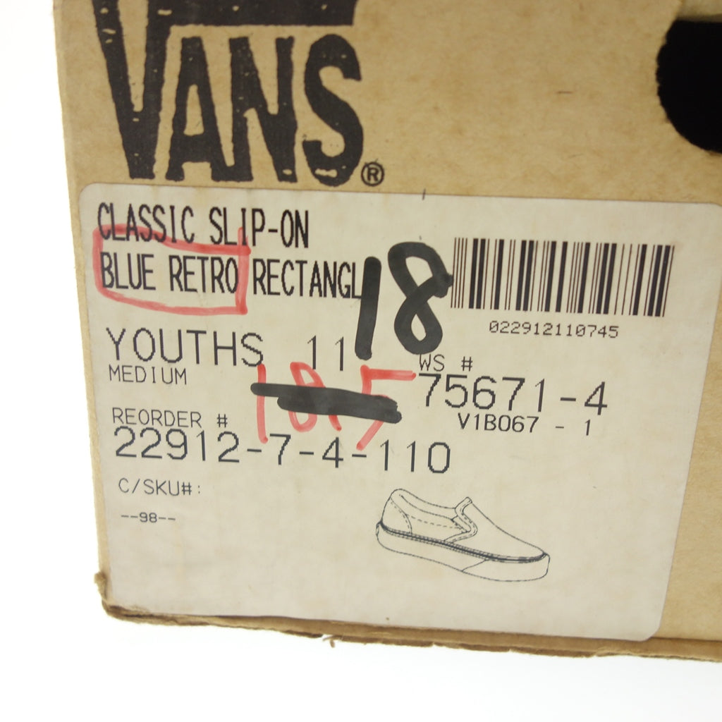 Good condition ◆ Vans sneakers slip-on made in USA all pattern kids blue size 18 VANS [AFD9] 