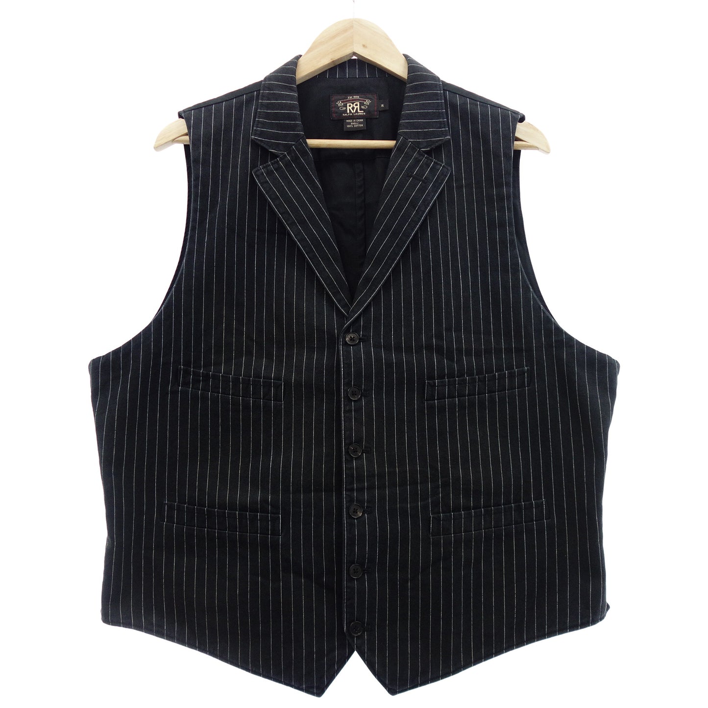 Double RRL Ralph Lauren Vest Lapel Stripe Navy Men's XL RRL [AFB21] [Used] 