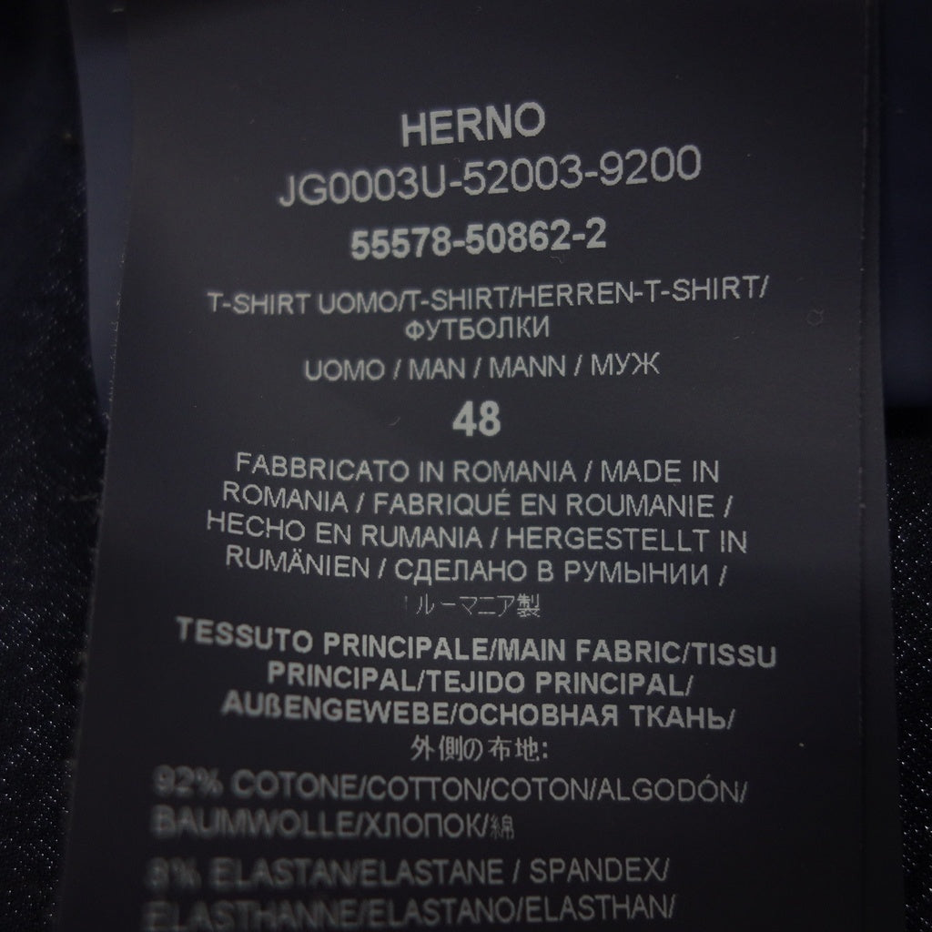 Very good condition◆Herno T-shirt crew neck size 48 men's navy JG0003U-52003-9200 HERNO [AFB20] 
