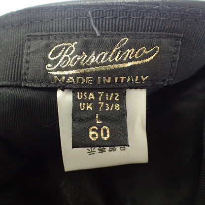 Very good condition ◆Borsalino Cap Hat Lamb Leather Black Size 60 Borsalino [AFI21] 