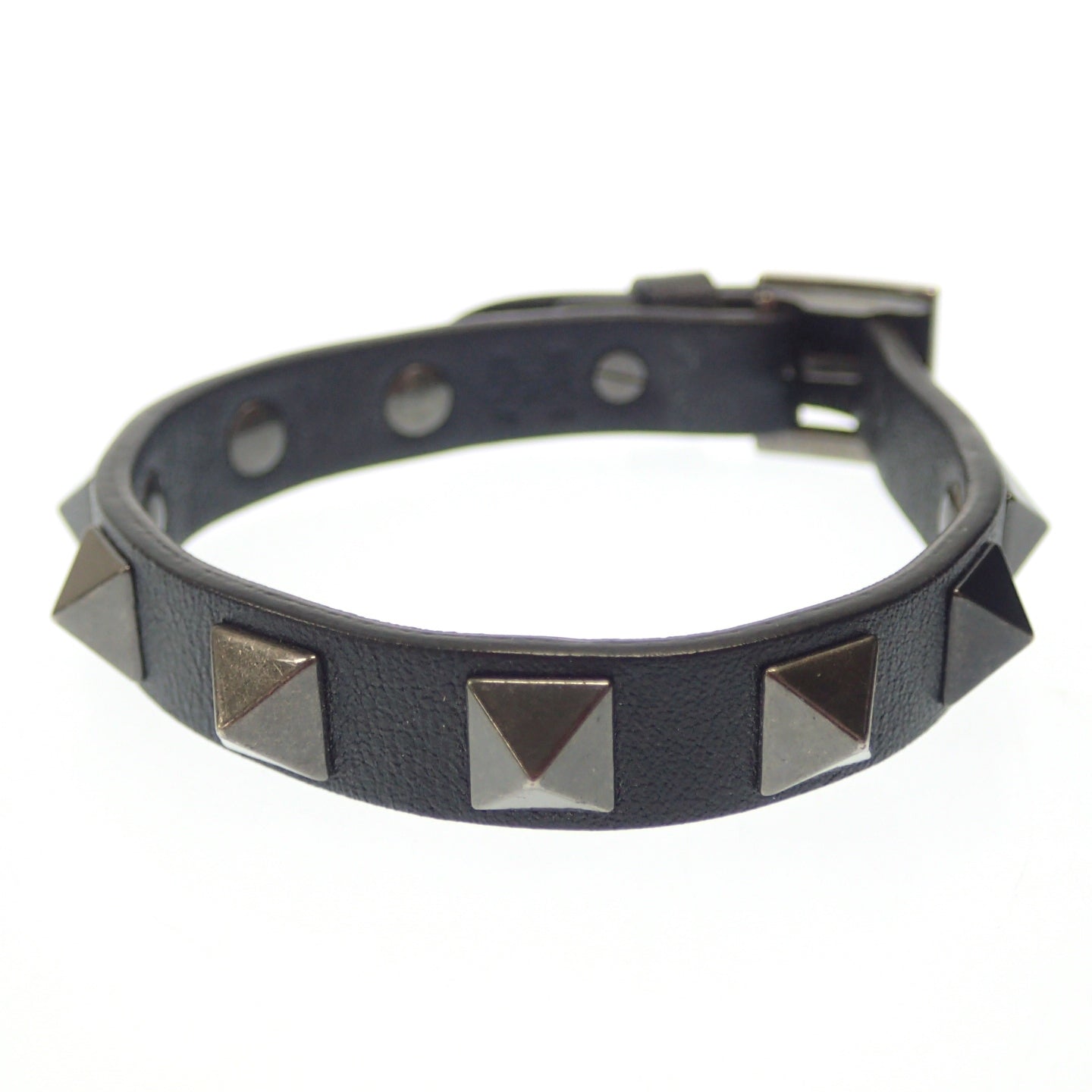 Valentino Bracelet Studs Black x Silver VALENTINO [AFI17] [Used] 