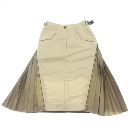 美品◆サカイ 22SS スカート NYLON TWILL MIX SKIRT サイドジップ レディース ベージュ×グリーン系 サイズ3 22-05959 Sacai【AFB36】