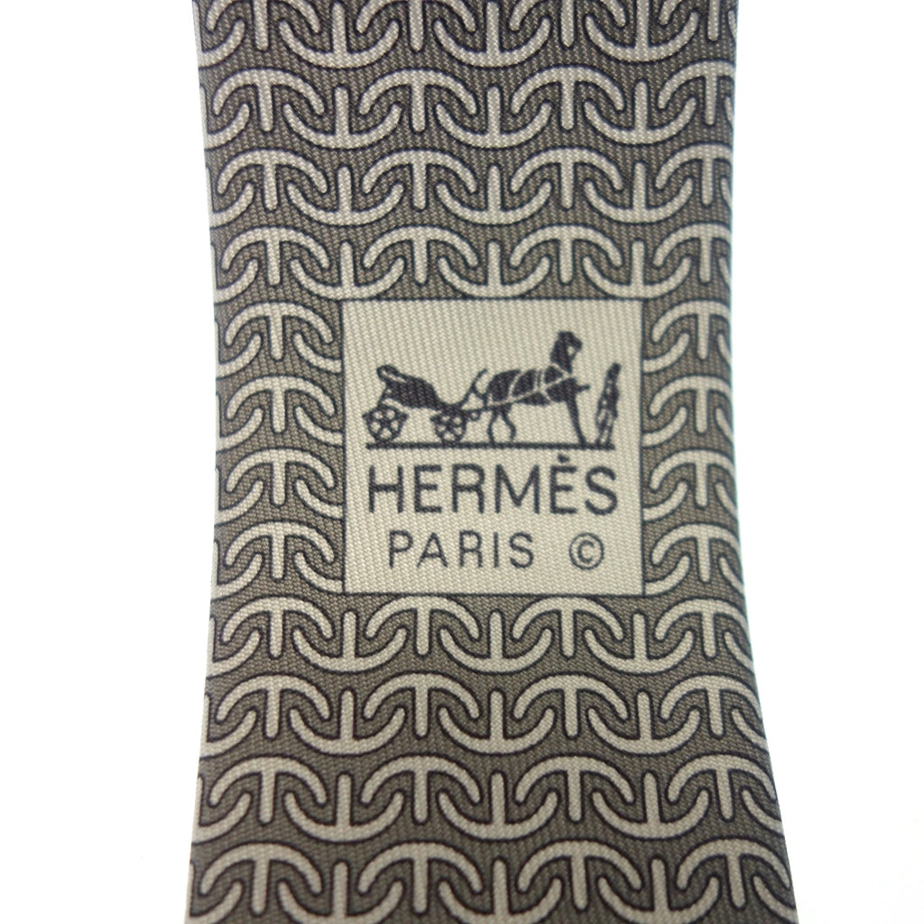 未使用 ◆爱马仕领带 100%丝绸全身花纹男士灰色带盒 HERMES [AFI22] 